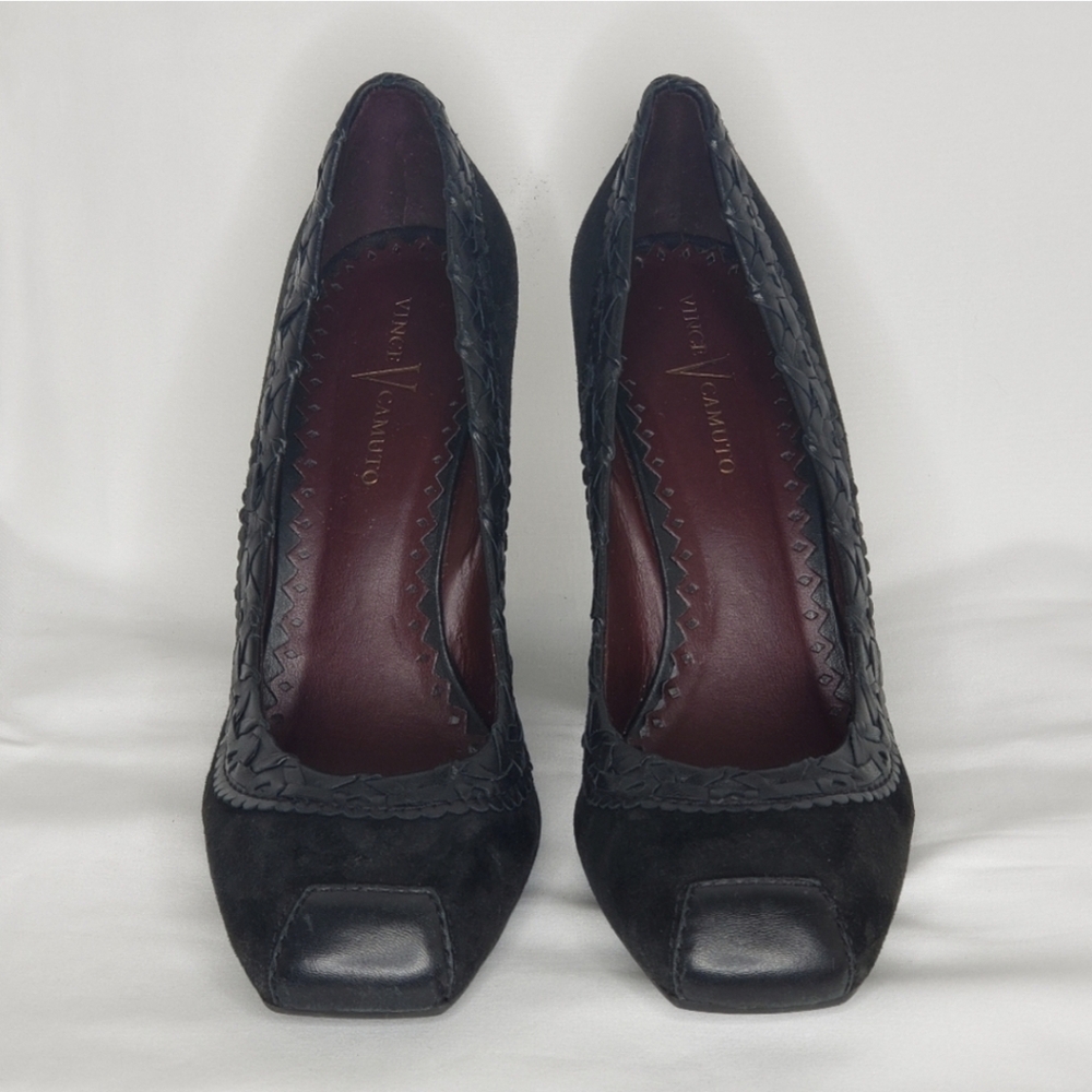 Vince Camuto Black Suede/Leather Wedges 8.5B